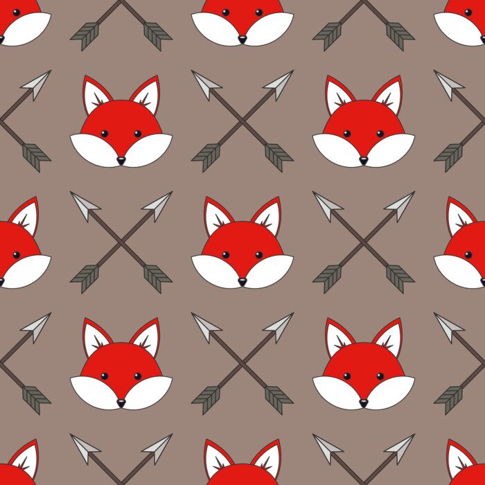 Tapete Gesichter von Füchsen und Pfeile