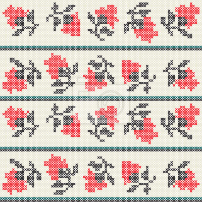 Tapete Gesticktes Blumenmeer