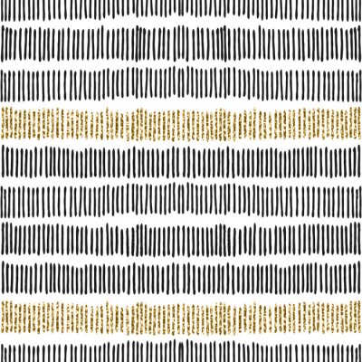 Tapete Gestreiftes Motiv in Schwarz und Goldimitation
