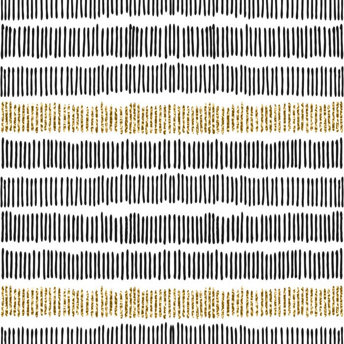 Tapete Gestreiftes Motiv in Schwarz und Goldimitation