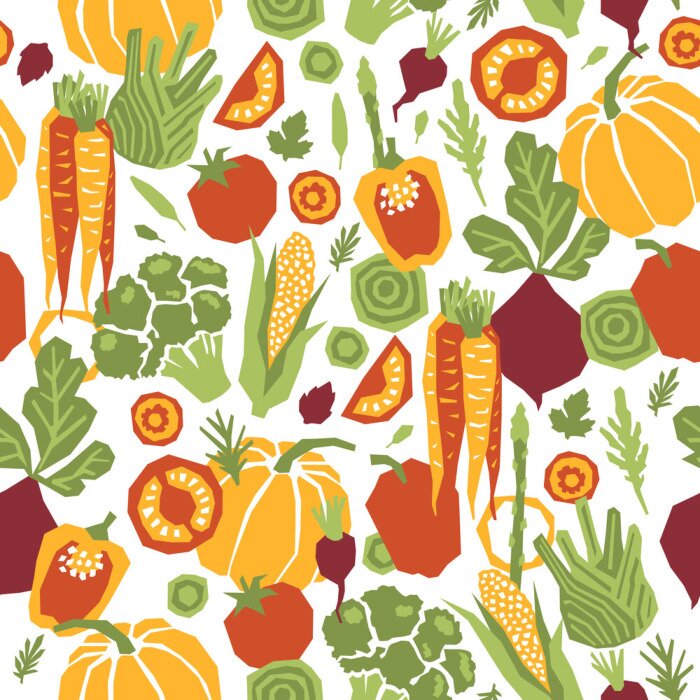 Tapete Gesundes buntes Gemüse auf weißem Hintergrund