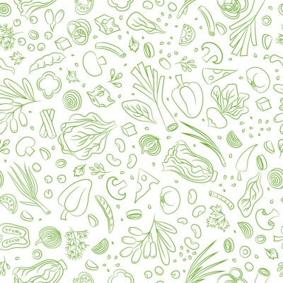 Tapete Gesundes Gemüse grün umrandet