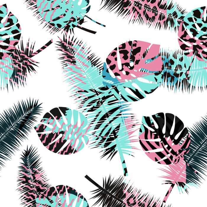 Tapete Getupfte Federblätter