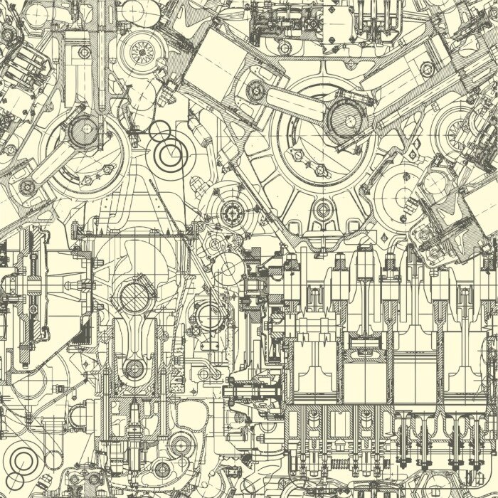 Tapete Gezeichneter Aufbau des Motors