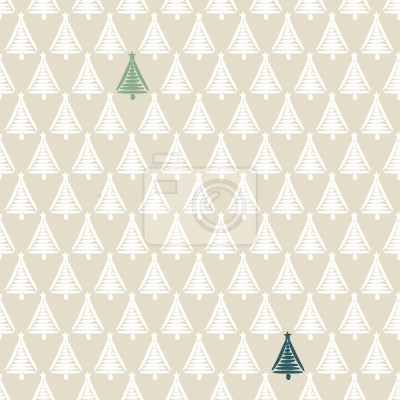 Tapete Gezeichneter Weihnachtsbaum auf beigem Hintergrund