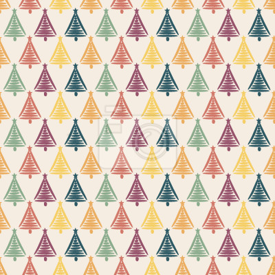 Tapete Gezeichneter Weihnachtsbaum auf pastellfarbenem Hintergrund