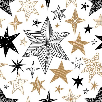 Gold and black stars. Seamless vector pattern. Seamless pattern can be used for wallpaper, pattern fills, web page background, surface textures.