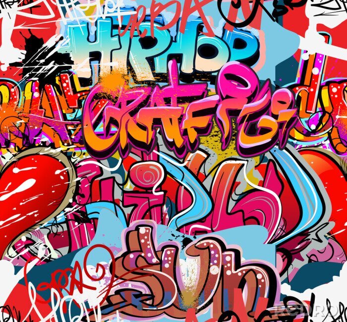 Tapete Graffiti 3D mit Hip-Hop