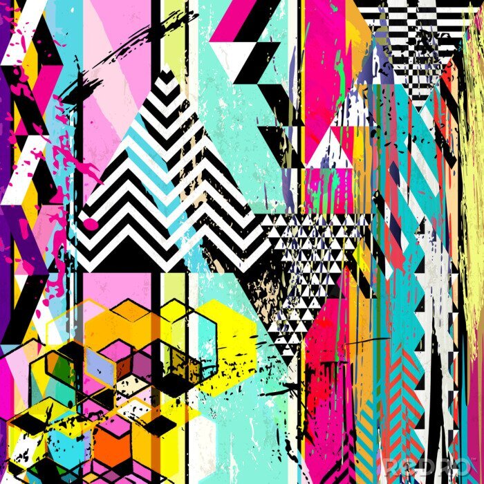 Tapete Graffiti geometrisch in Farbe