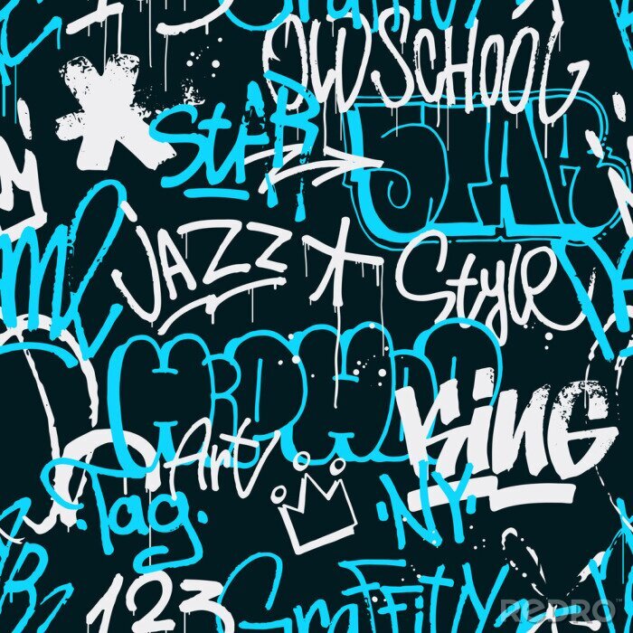 Tapete Graffiti-Schriftzug mit einem Blaustich