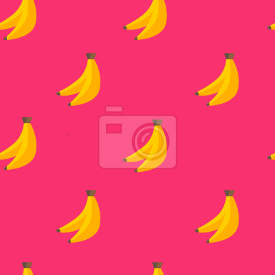 Tapete Grafische kleine Bananen auf rosa Hintergrund