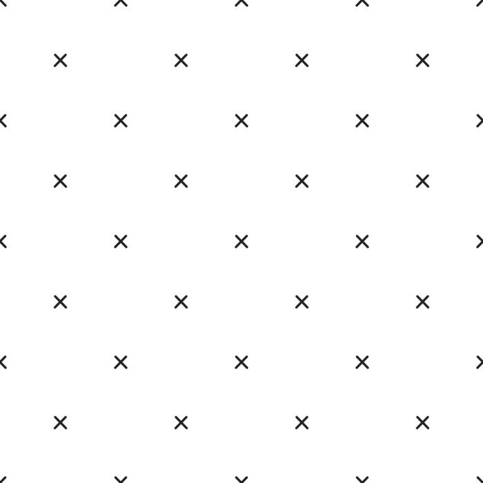 Tapete Grafische Kreuze auf weißem Hintergrund