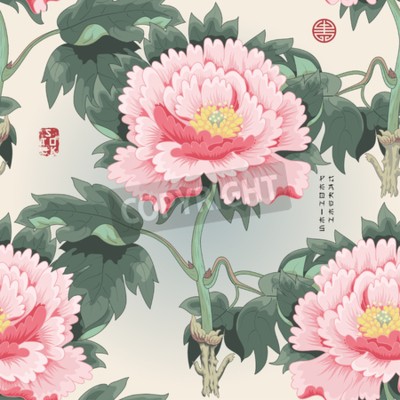 Tapete Grafische Pfingstrosen