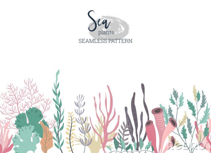 Tapete Grafische Pflanzen im Ozean