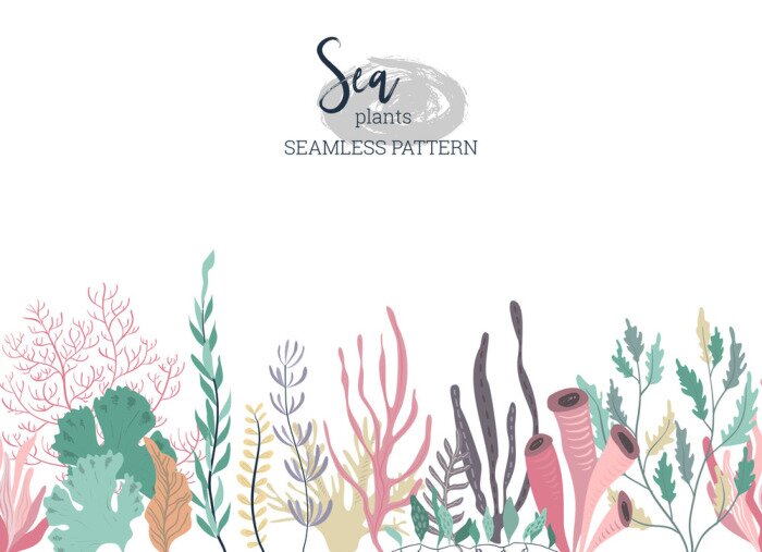 Tapete Grafische Pflanzen im Ozean