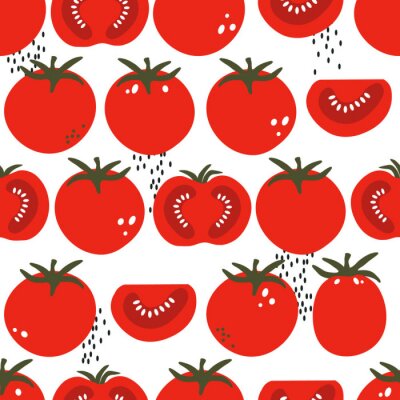 Tapete Grafische Tomaten im Ganzen und in Hälften