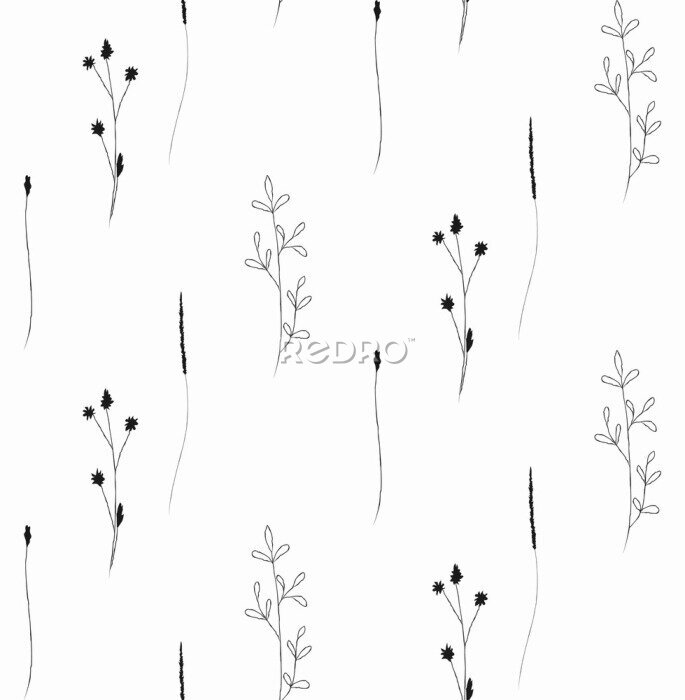 Tapete Graszweige auf weißem Hintergrund