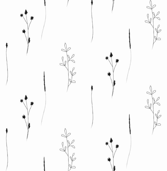 Tapete Graszweige auf weißem Hintergrund