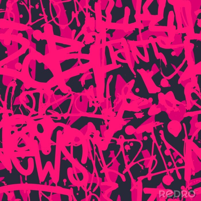 Tapete Grau-rosa Graffiti