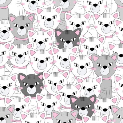 Tapete Grau-rosa Katzen