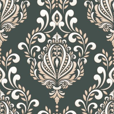 Tapete Grau-weißes ornamentales Muster