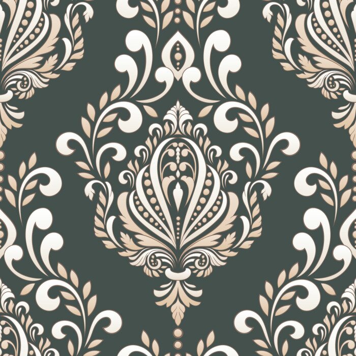 Tapete Grau-weißes ornamentales Muster