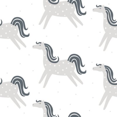 Tapete Graue minimalistische Pferde auf hellem Hintergrund