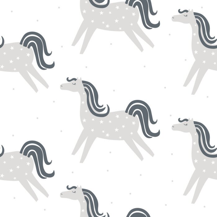 Tapete Graue minimalistische Pferde auf hellem Hintergrund