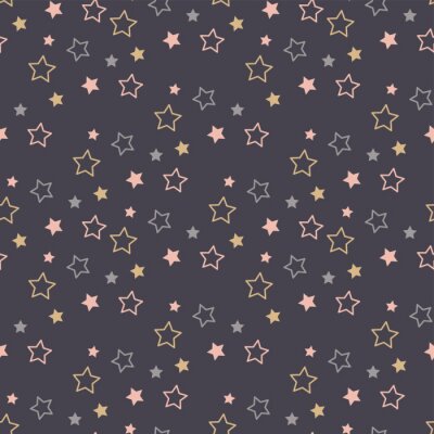 Sticker Graue rosa gelbe Sterne dunkler Hintergrund