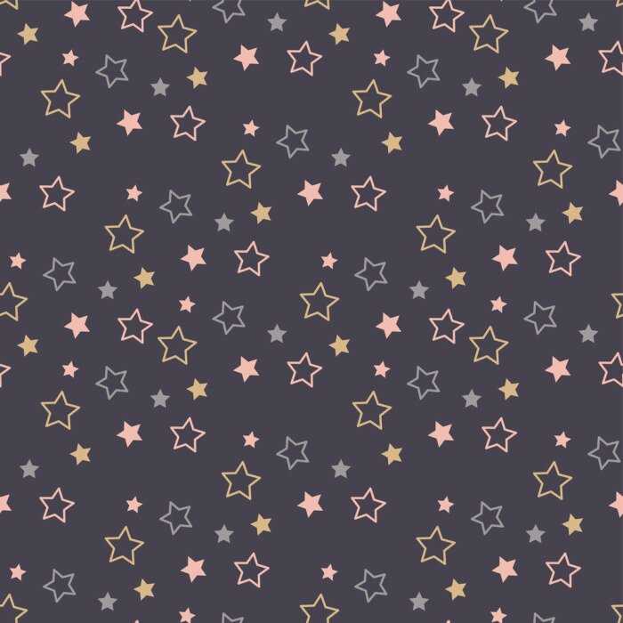 Tapete Graue rosa gelbe Sterne dunkler Hintergrund