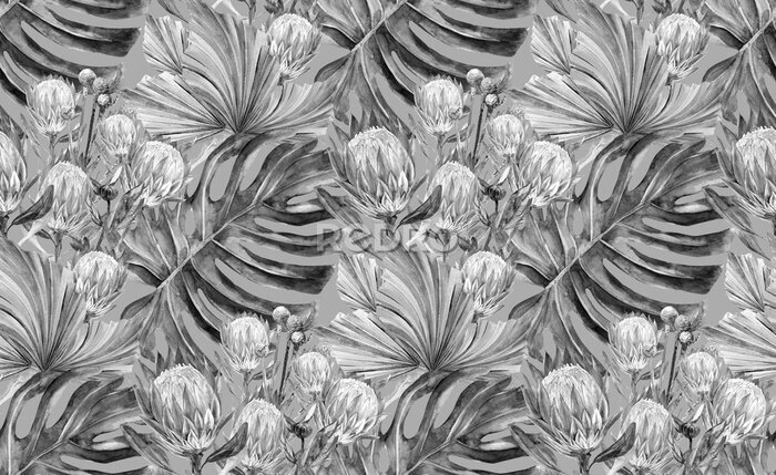 Tapete Graue tropische Zusammensetzung