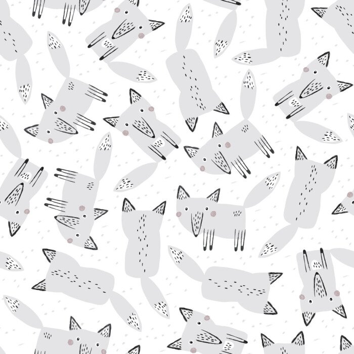 Tapete Graue Wölfe im skandinavischen Stil