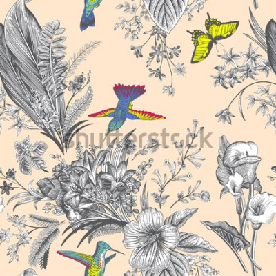 Tapete Graues Motiv mit bunten Elementen