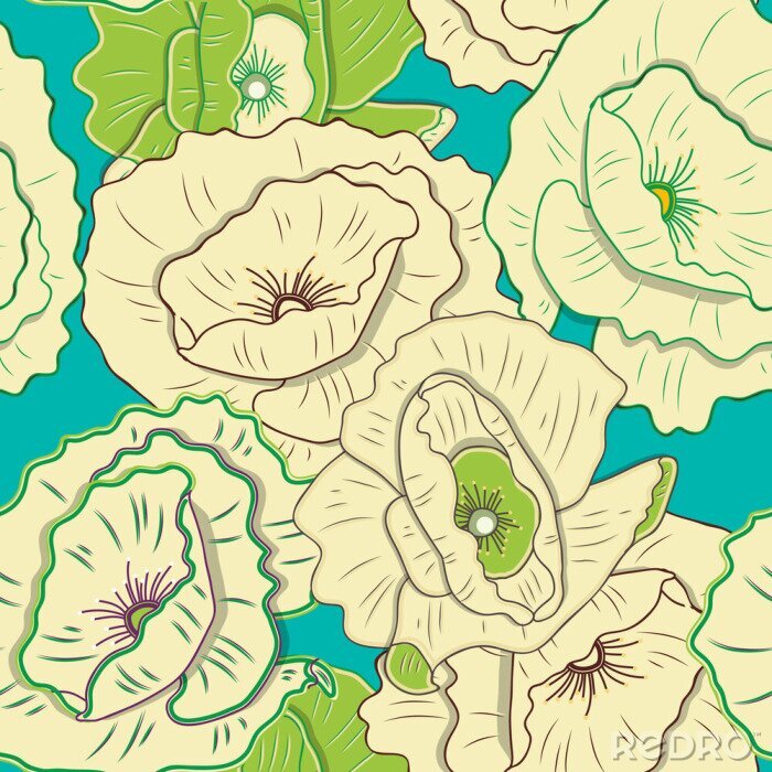 Tapete Große cartoonartige Blumen