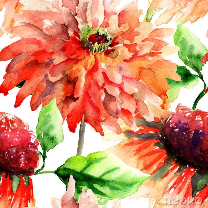 Tapete Große  mit Farbe bemalte Blumen