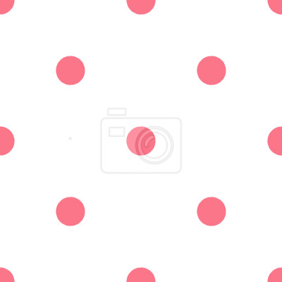 Tapete Große rosa Punkte auf weißem Hintergrund
