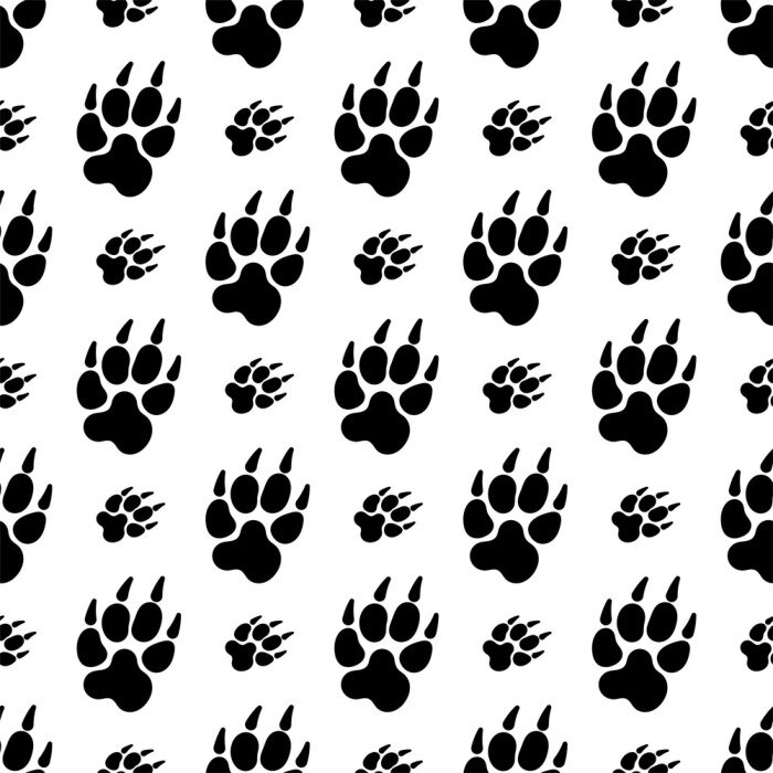 Tapete Große und kleine Wolfspfotenabdrücke