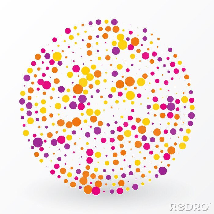 Tapete großer farbiger Kreis der kleinen Tupfen