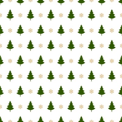 Tapete Grüne Bäume mit rosa Schneeflocken