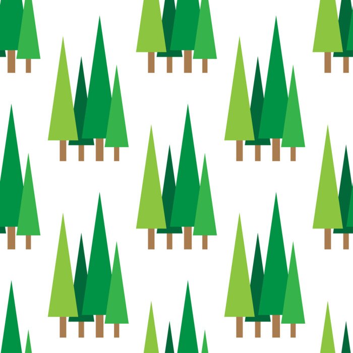 Tapete Grüne dreieckige Fichten