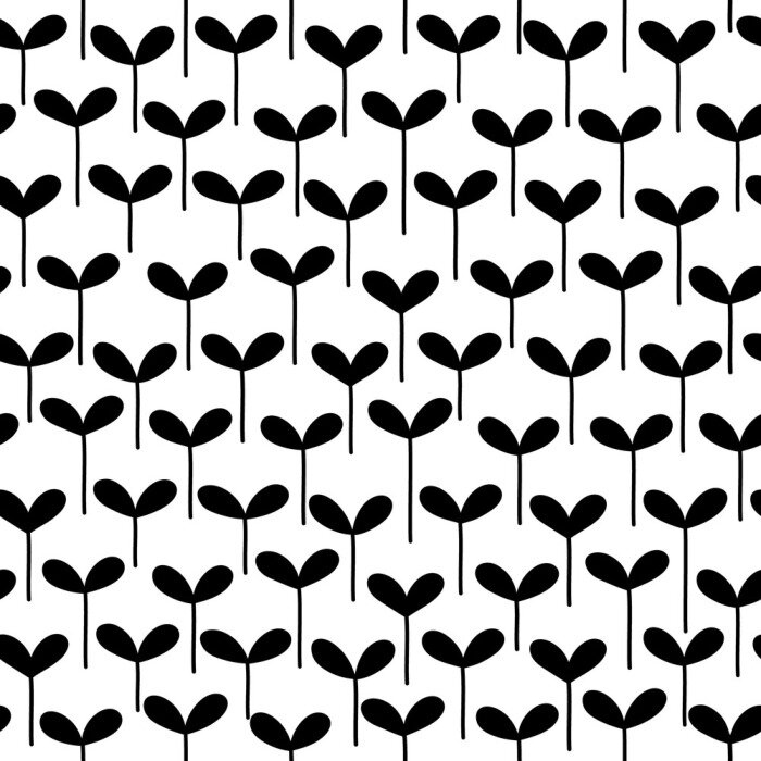 Tapete Grüne und weiße frische Frühlingsblätter, wachsende Grassprossen, nahtloses Muster, Vektor