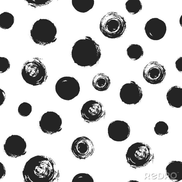Tapete Grunge Kreis Farbe Abstrich Kreise, schwarz und weiß nahtlose vec
