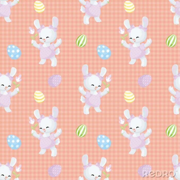 Tapete Häschen und bunte Eier