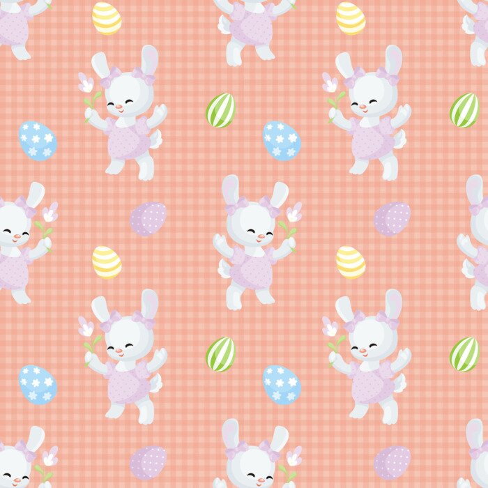 Tapete Häschen und bunte Eier