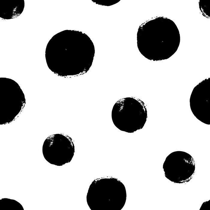 Tapete Hand drawn seamles pattern with textured circles. Uneven polka dot design, Vector illustration.
