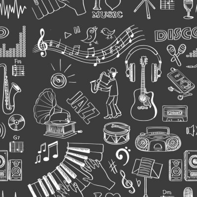 Tapete Hand gezeichnet Musikmuster