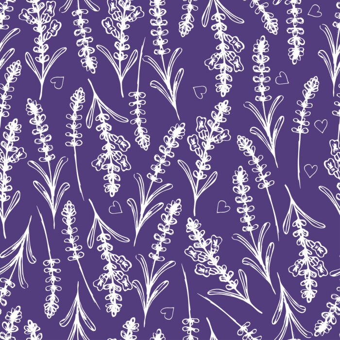 Tapete Hand gezeichnet nahtlose Muster mit Lavendel. Vektor-Illustration
