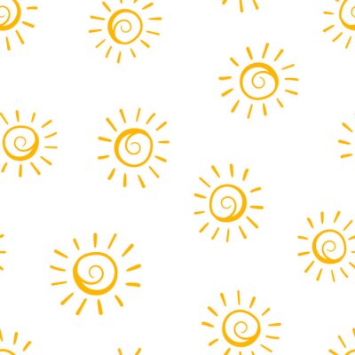 Tapete Hand gezeichneter nahtloser Musterhintergrund der Sonnenikone. Business-Konzept-Vektor-Illustration. Handdrawn Sonnenscheinsymbolmuster.