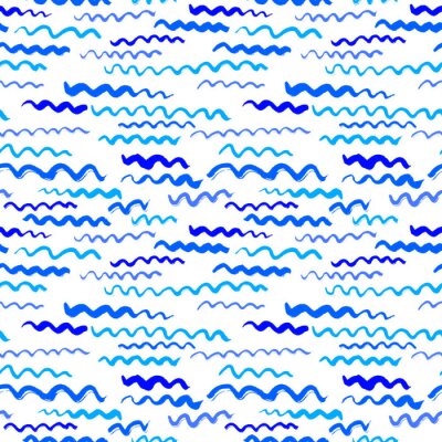 Tapete Handbemalte blaue Wellen