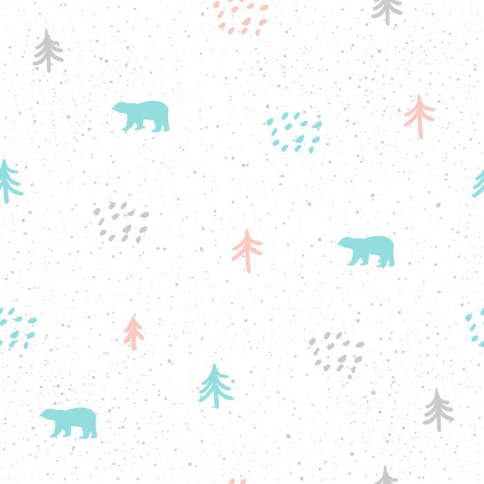 Tapete Handgemachte Bär nahtlose Muster Hintergrund.